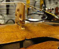 Pastillas para violín ajustadas al puente