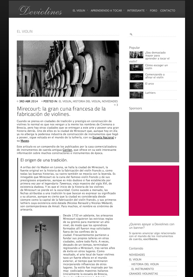 Banner lateral en web Deviolines Banner lateral en Deviolines