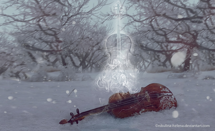 Protegiendo el violín del frío.