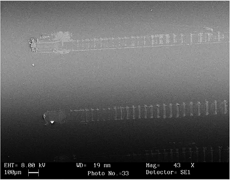 Micrografías electrónicas de una varilla de vidrio