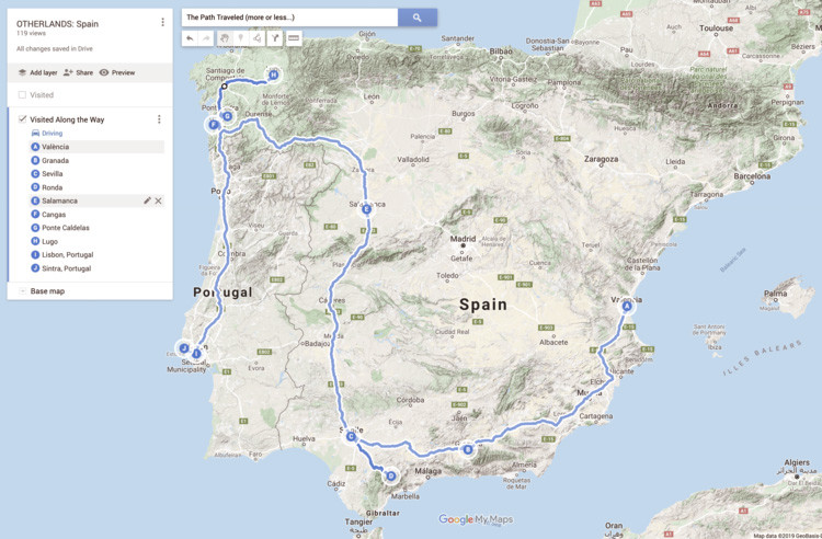 mapa viaje por España