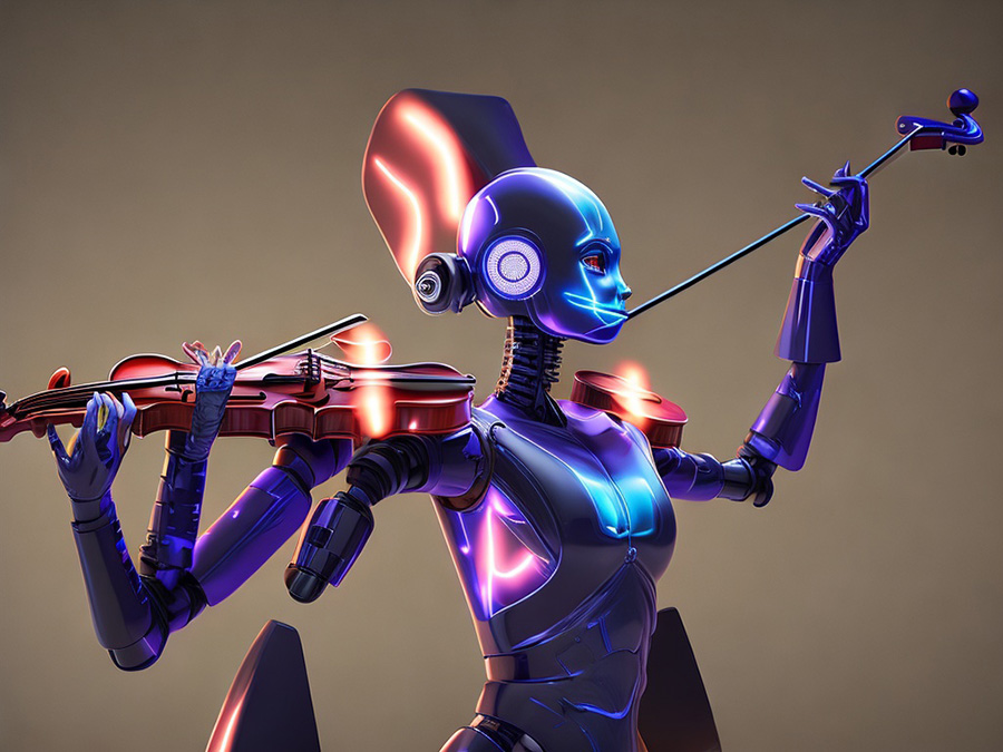 robot violinista Leonardo IA